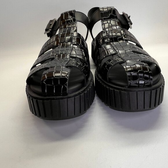 Sorel Ona Streetworks Fisherman Mid Sandal Size 9 Black Leather Platform Chunky - Picture 6 of 15